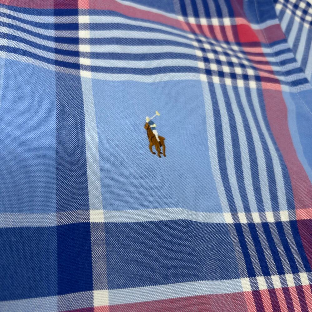 Ralph Lauren Blue and Red Plaid Casual Button Down Shirt - Picture 3 of 6